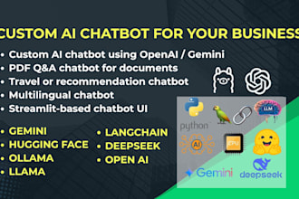 make custom chatbots using  langchain, , ollama, llms, deepseek, huggingface,