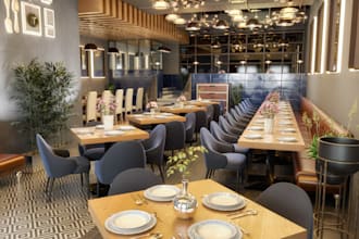 remodel modern 3d restaurant interior, dinning area, bar, lounge render, 3ds mas