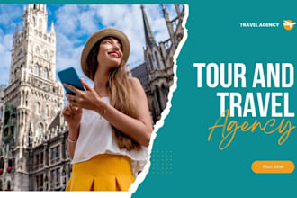 design travel itinerary, banner, travel agency guide brochure, logo, flyer, ad