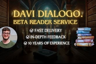 be your beta or alpha reader of your book and give you honest feedback