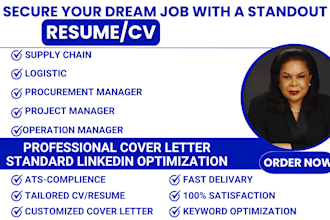 write supply chain logistic procurement operation manager resume