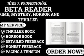beta read your thriller, horror, crime and mystery novel