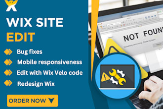 fix wix website, bugs fix, improve mobile responsiveness, edit wix site wix velo