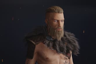 optimized poly 3d character, asset, armor, pbr texture, skin rig, uv map, animat