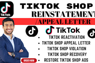 write a proffessional appeal letter for your tiktok shop and  violation issues