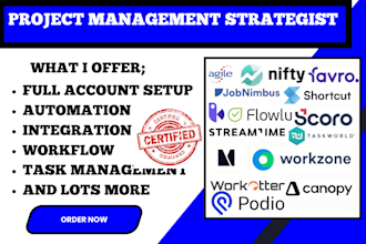 setup agile nifty jobnimbus favro birdview shortcut flowlu podio crm integration