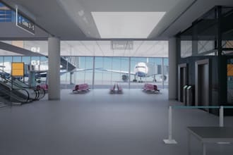 create 3d design and visualizations for airports, aviation, runways, terminal
