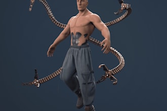 playable 3d character model, control rig for unreal, unity, daz3d, pbr texture