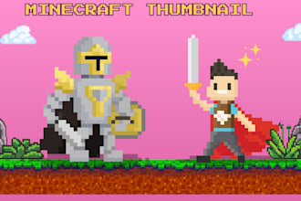 make best minecraft banner youtube thumbnail 2d,3d server logo channel thumbnail