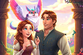 draw a beautiful portrait in disney cartoon style