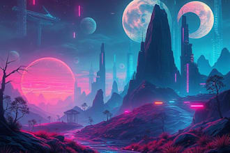 make environment, cyberpunk, concept art landscape design