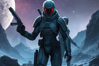draw a sci fi character illustration or sci fi character