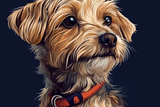 draw cartoon vector portrait from your cat, dog, or any pet