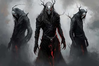 draw fantasy or dark creepy horror art illustration