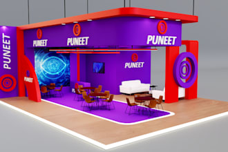render, design 3d model kiosk, bar, exhibition stall, trade show booth, 3d stand