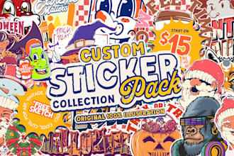 design custom sticker collection packs in handrawn