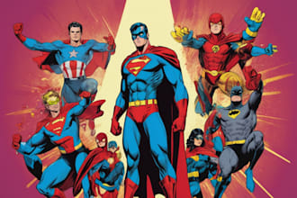 illustrate a superhero pop art portraits