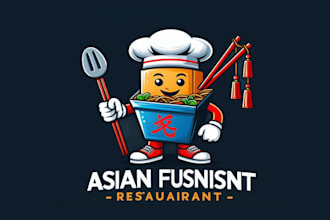 design an asian fusion restaurant mascot logo with express delivery