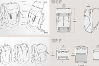 create shoe tech pack bag tech pack fashion tech pack design factory ready tech