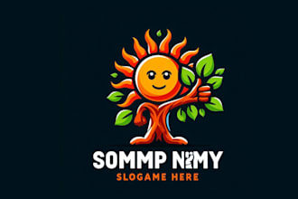 give creative  tree symbol sun mascot logo design with new concepts