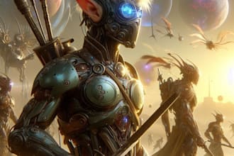 create fantasy, sci fi, character with hyperrealistic style