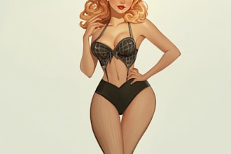 desing a cute and sexy pin up pinup girl of your choice