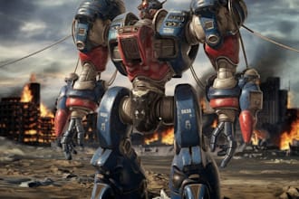 do an design any type of robot or mecha in lineart