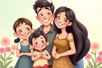 design a professional disney family portrait