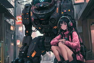 draw high quality robot, and concept mecha, gundam, and robot