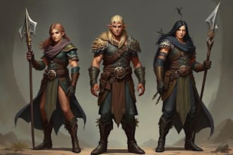make a dnd party art and d and d character for you