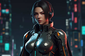 design anime character , cyberpunk character