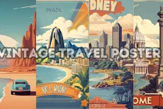 minimalist vintage travel poster 70s 80s retro horror movie poster illustration