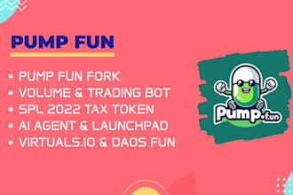 fork pump fun, ai agent and launchpad, trading bot, tax token and virtuals