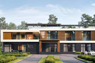 3d hotel villa rendering,classic exterior elevation plan,bouquet hall,reception