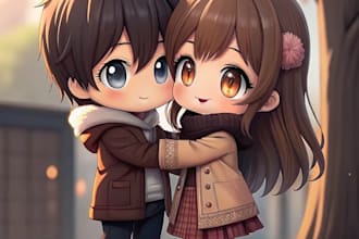 draw a cute anime character, couple