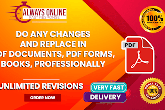 do any changes and replace in pdf documents, pdf forms, books, professionally
