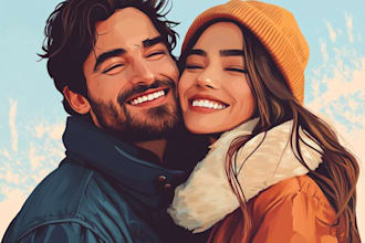 draw high realistic couple vector portrait from photo