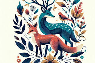 make animal or botanical unique illustration art