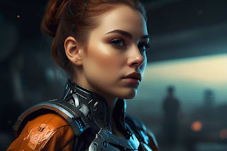 design stunning sci fi portrait art