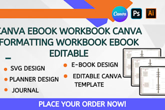 design canva ebook workbook, canva formatting workbook design editable template