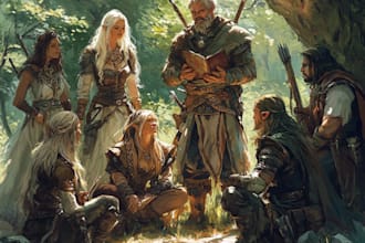 unique fantasy art, watercolor characters scenes and dnd party