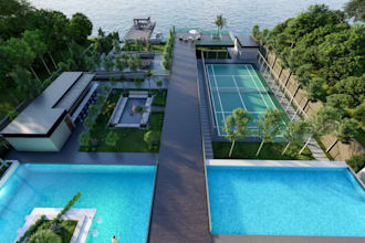 design, planning and render garden, backyard, terrace, patio