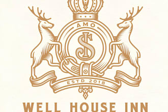 do a luxury modern heraldic family crest coat of arms logo