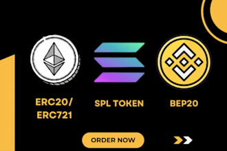 create bep20 token, erc20 token, matic token, polygon spl token, smart contract