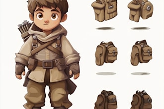 make game asset 2d character or sprites sheet for game art