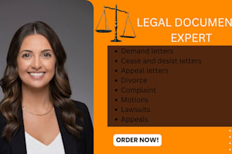 draft motion, petition, lawsuit, pleadings, demand letters and legal document