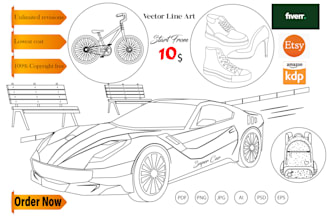 create high quality custom coloring book pages and hand drawn line art  KDP