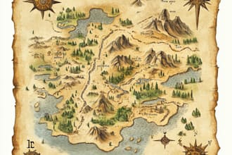 make fantasy map illustration for dnd, novels and games