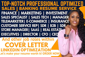 write sales, banking, finance, accounting, marketing, investment, saas resume