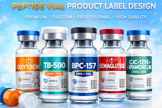 design peptide label, vial label design and product label design